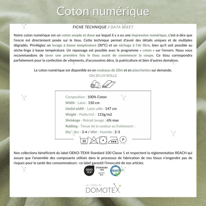 Coton imprimé DORMEUR60 Blanc / Bleu