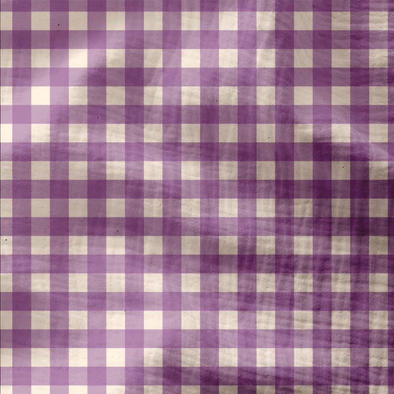 Garngefärbte Doppelgaze VICHY Petunie / Cremeweiß