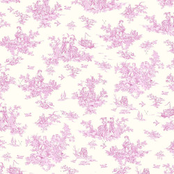 Viscose Imprimée POMPADOUR2 Blanc Cassé / Rose