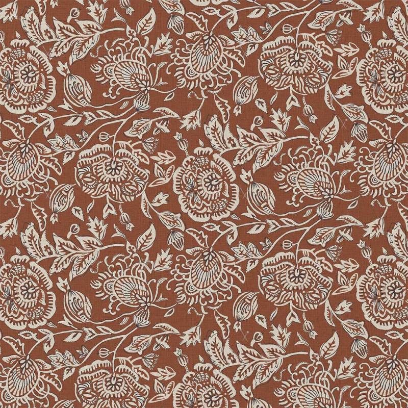 Coton Imprimé MEHAR Marron / Ecru