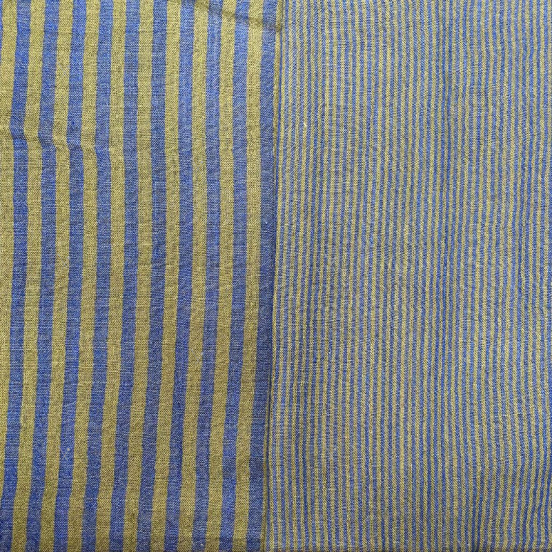 Double gaze Tissé Teint STRIPES Bronze / Cobalt