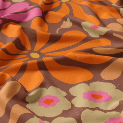 Viscose Imprimée SANDRINE Marron / Orange