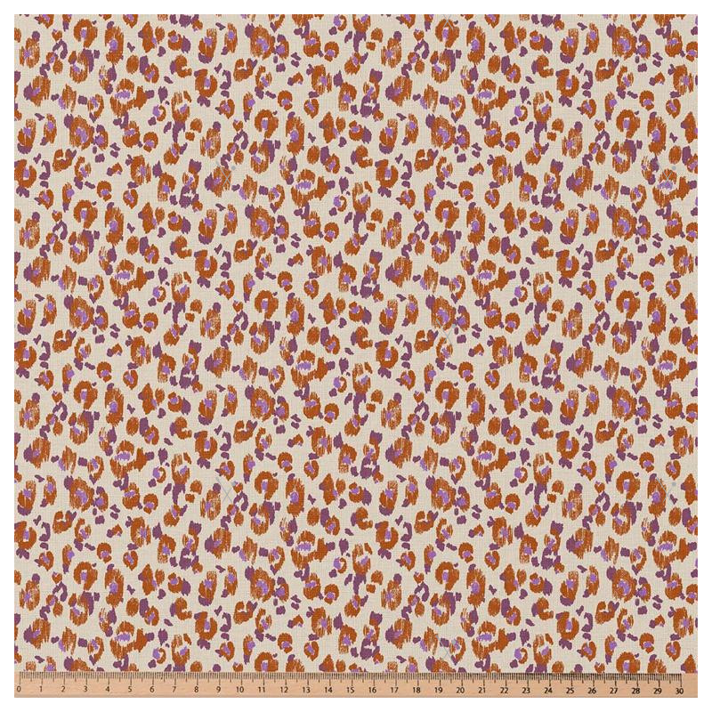 Coton Imprimé KARLI Caramel / Violet