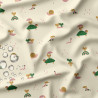 Printed Waterproof Fabric TORTINA Ecru / Green