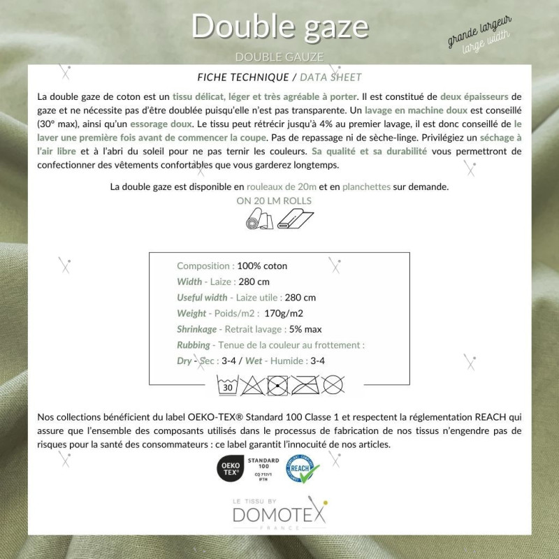 Double Gaze Grande Largeur Vert De Gris